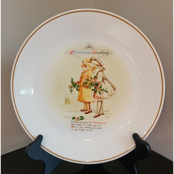 Vintage Corelle Christmas Greeting Plate Holiday Collectible Winter Scene - Picture 3 of 10